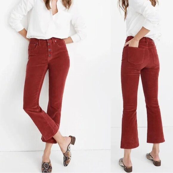 Madewell | Cali Demi Boot Rust Red Corduroy Pants | Size	26 - Picture 1 of 16